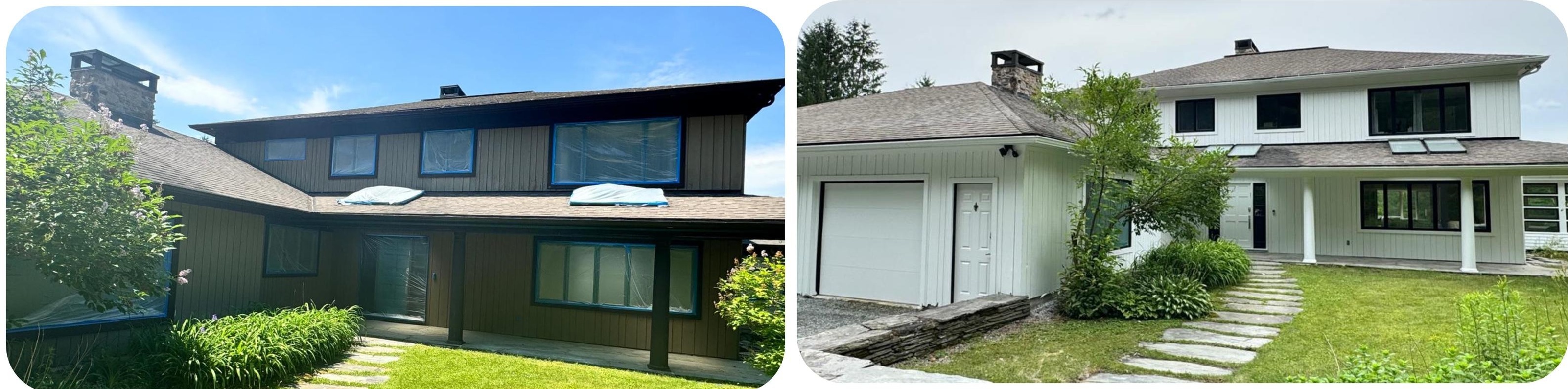 Before and after exterior painting transformation